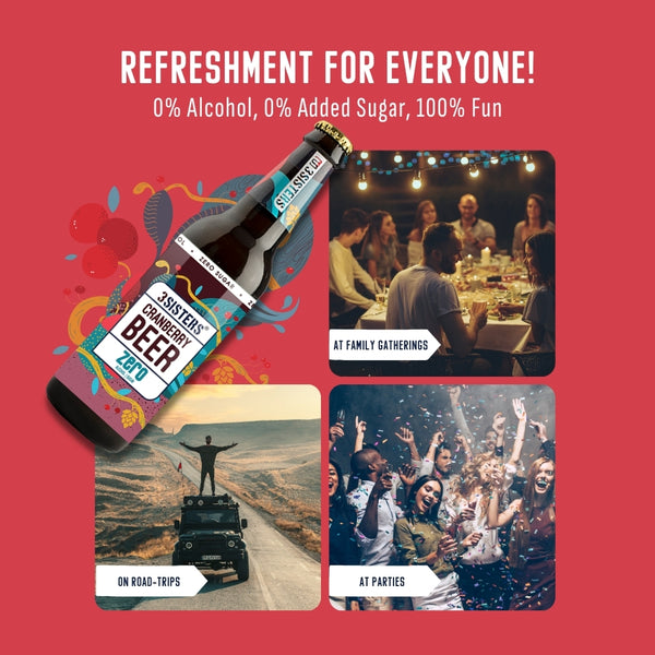 3Sisters Sugar-free Non-alcoholic Beers – Cranberry (Glass Pints)