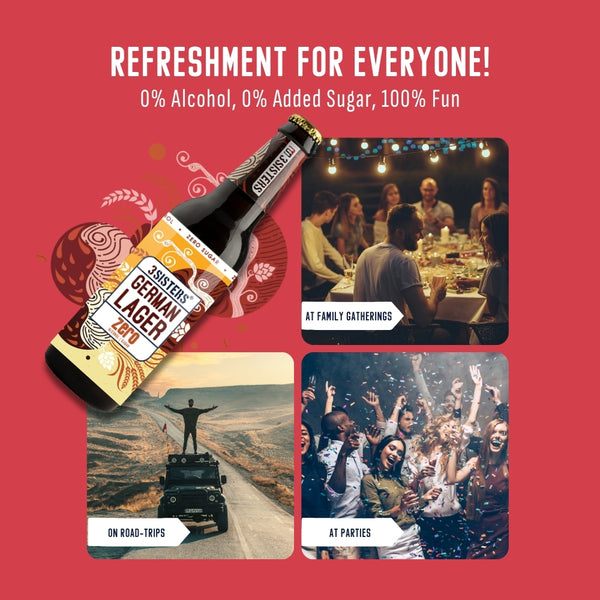 3Sisters Sugar-free Non-alcoholic Beers – German Lager (Glass Pints)