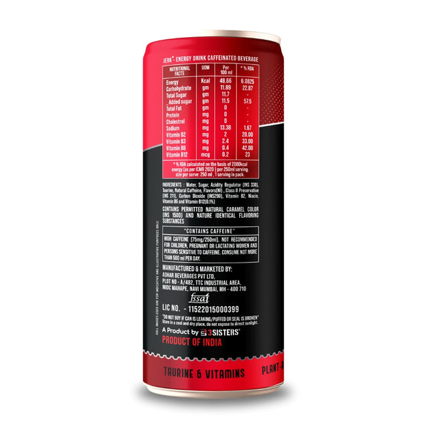 Jerk Energy Drink - With Plant-Based Caffeine (12 Cans)