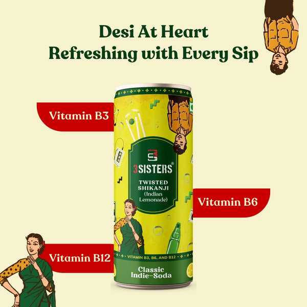 3Sisters Indie-Soda - Twisted Shikanji (12 Cans)