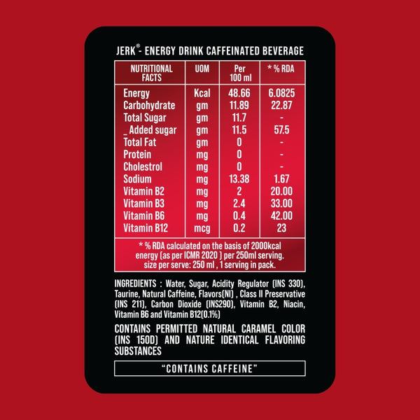 Jerk Energy Drink - With Plant-Based Caffeine (12 Cans)