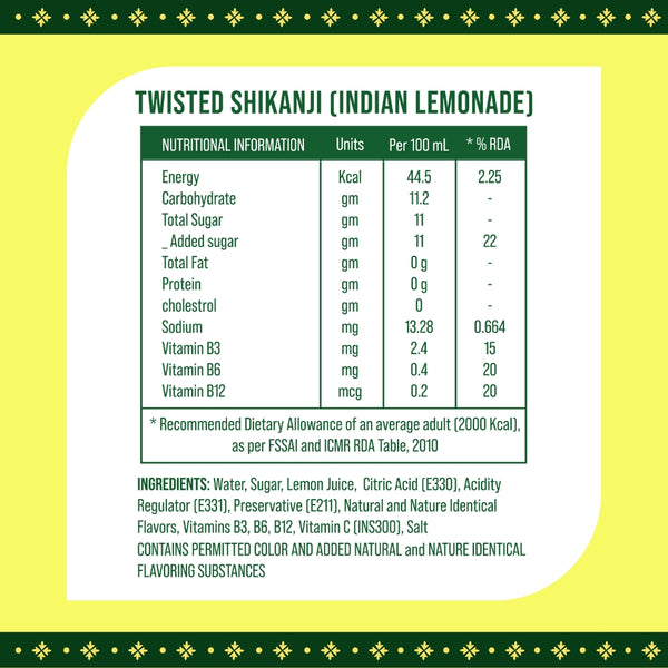 3Sisters Indie-Soda - Twisted Shikanji (12 Cans)