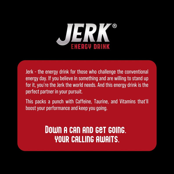 Jerk Energy Drink - With Plant-Based Caffeine (12 Cans)