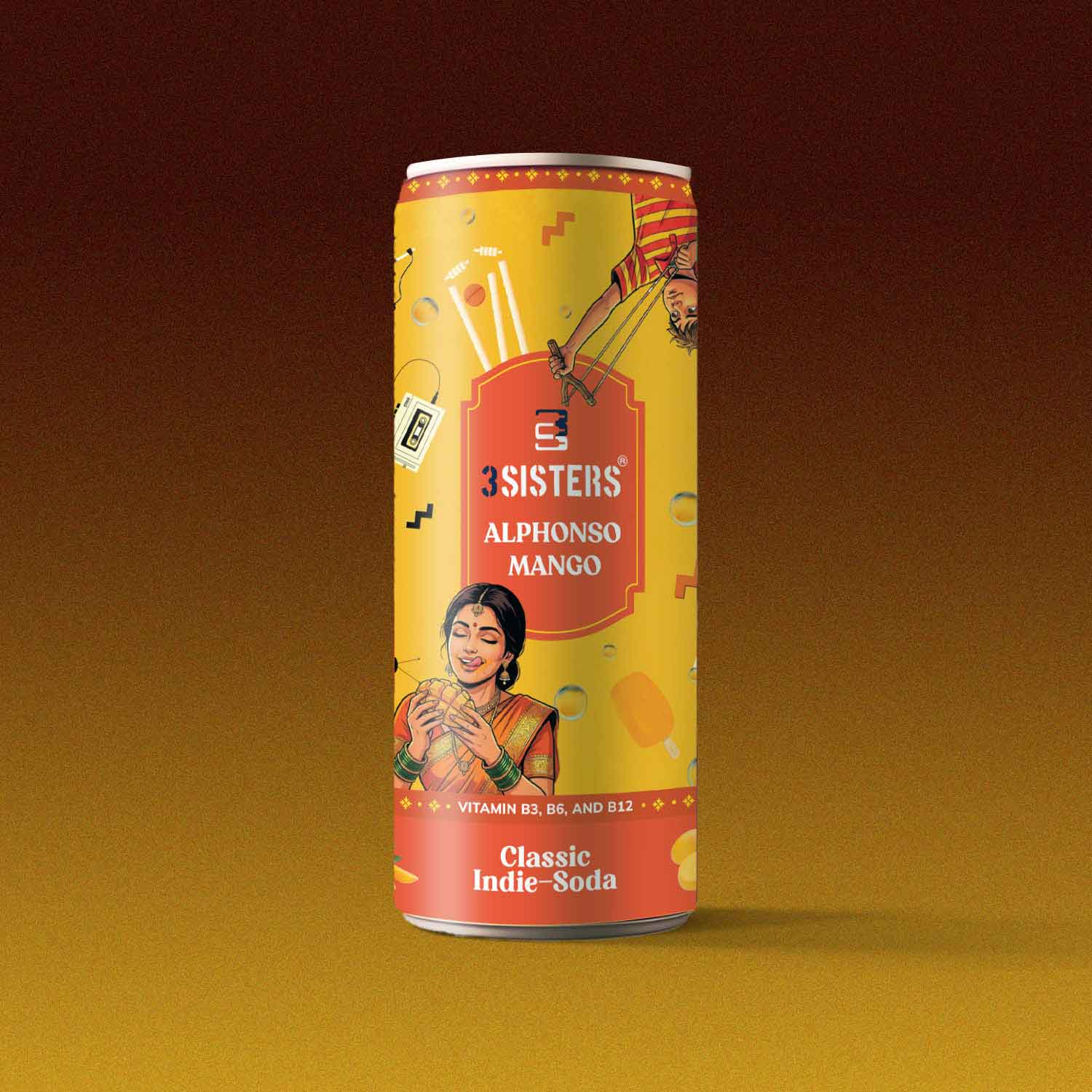 3Sisters Indie-Soda - Alphonso Mango (12 Cans)