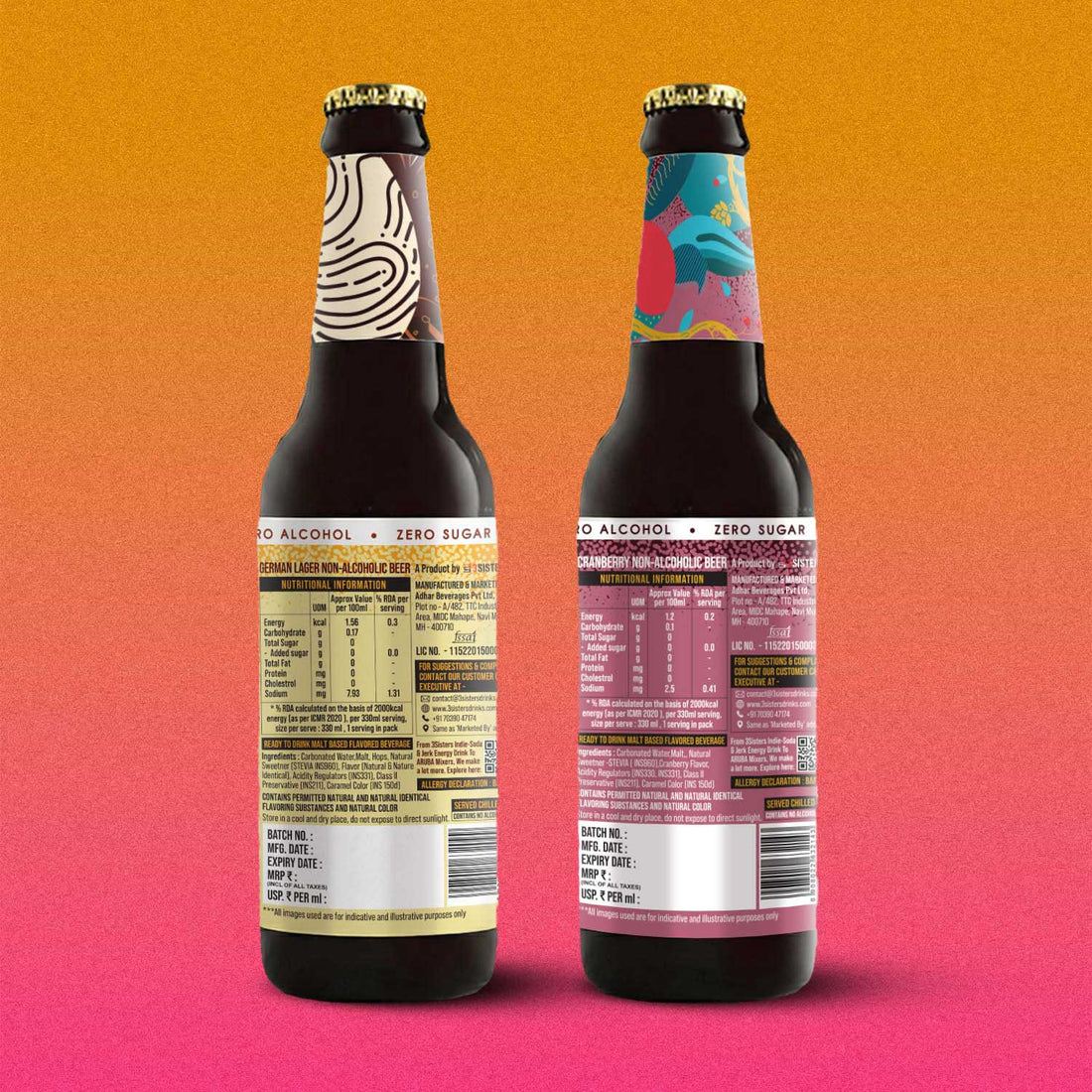 3Sisters Sugar-free Non-alcoholic Beers – Mixed (Glass Pints)