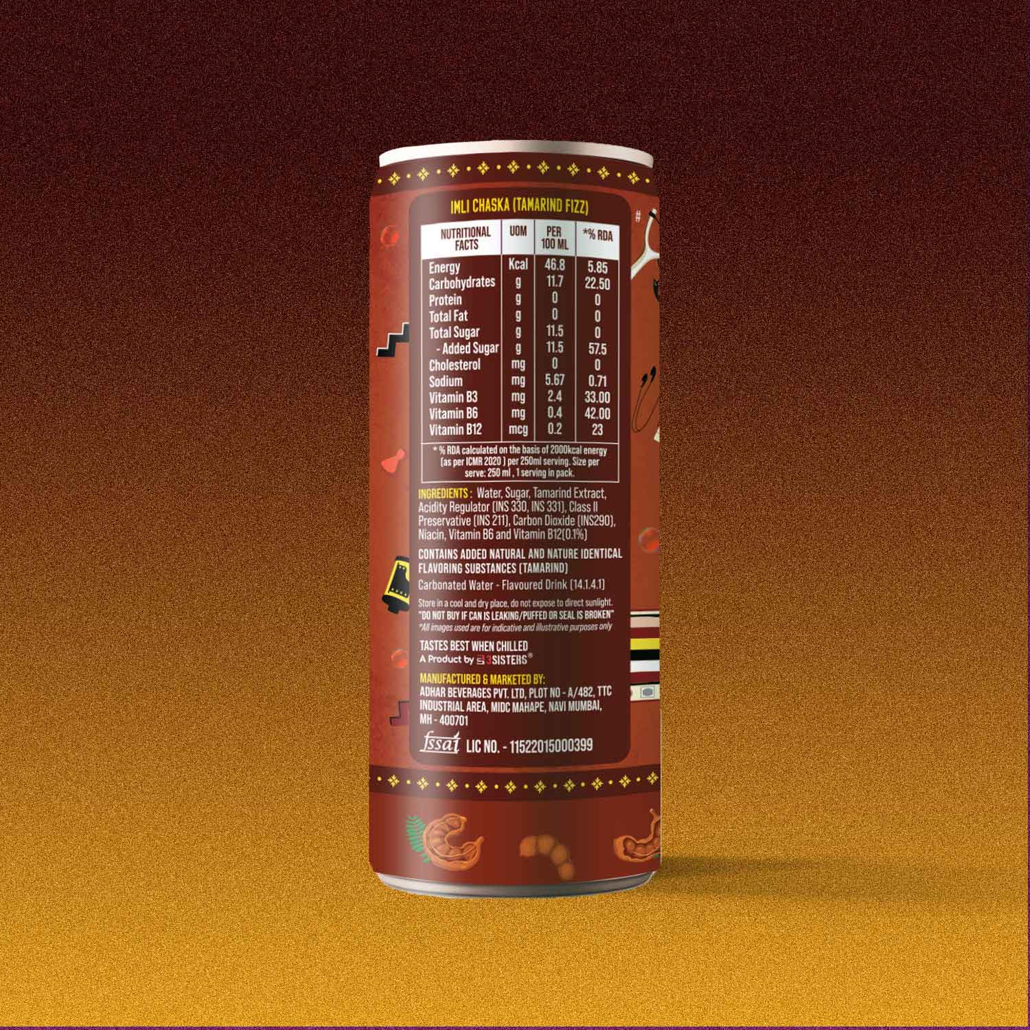 3Sisters Indie-Soda - Imli Chaska (12 Cans)