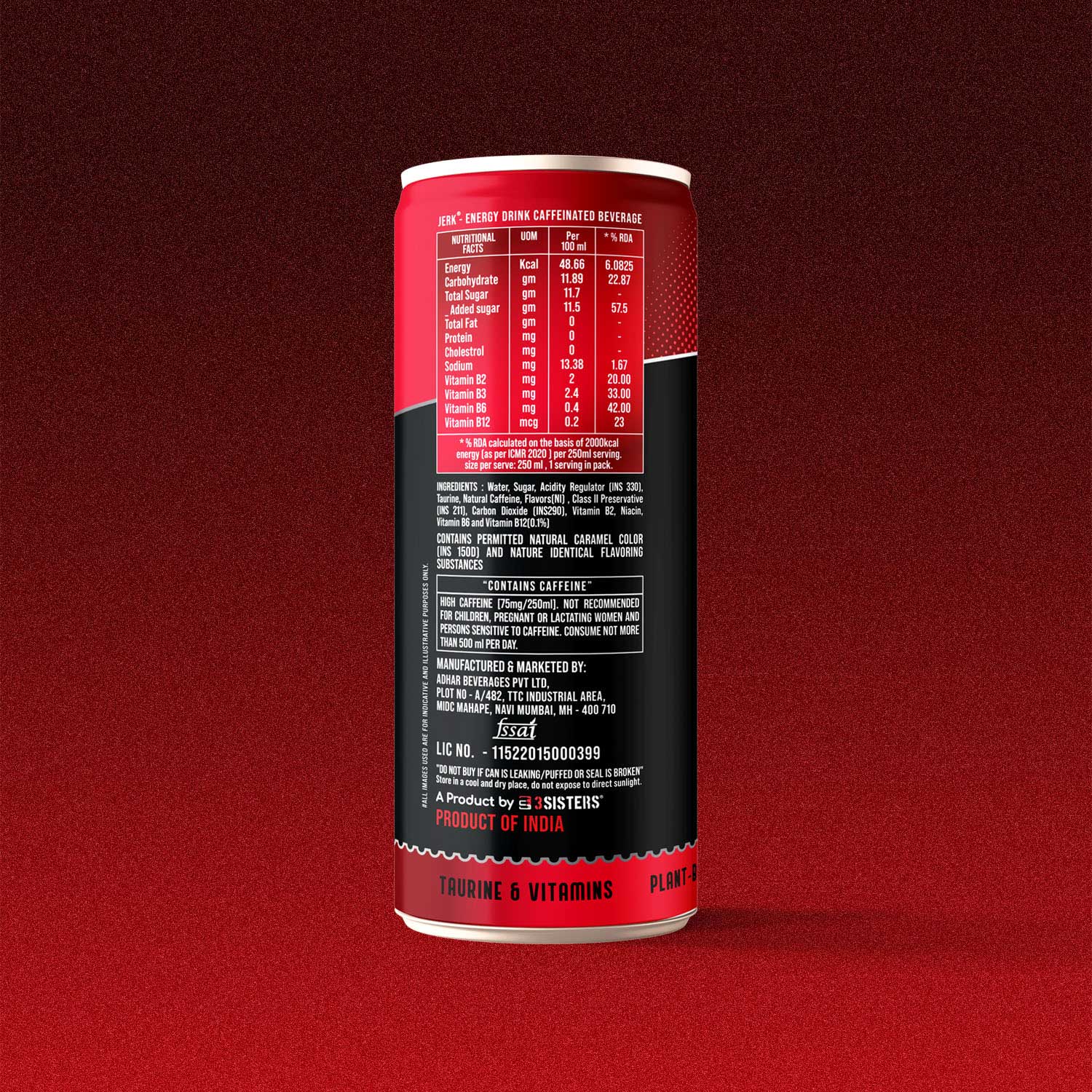 Jerk Energy Drink - With Plant-Based Caffeine (12 Cans)