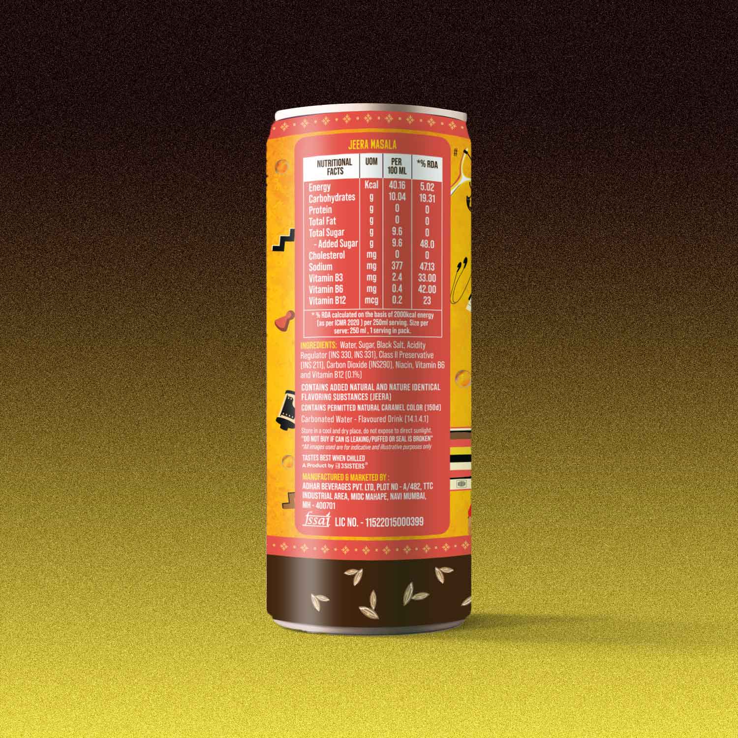3Sisters Indie-Soda - Jeera Masala (12 Cans)