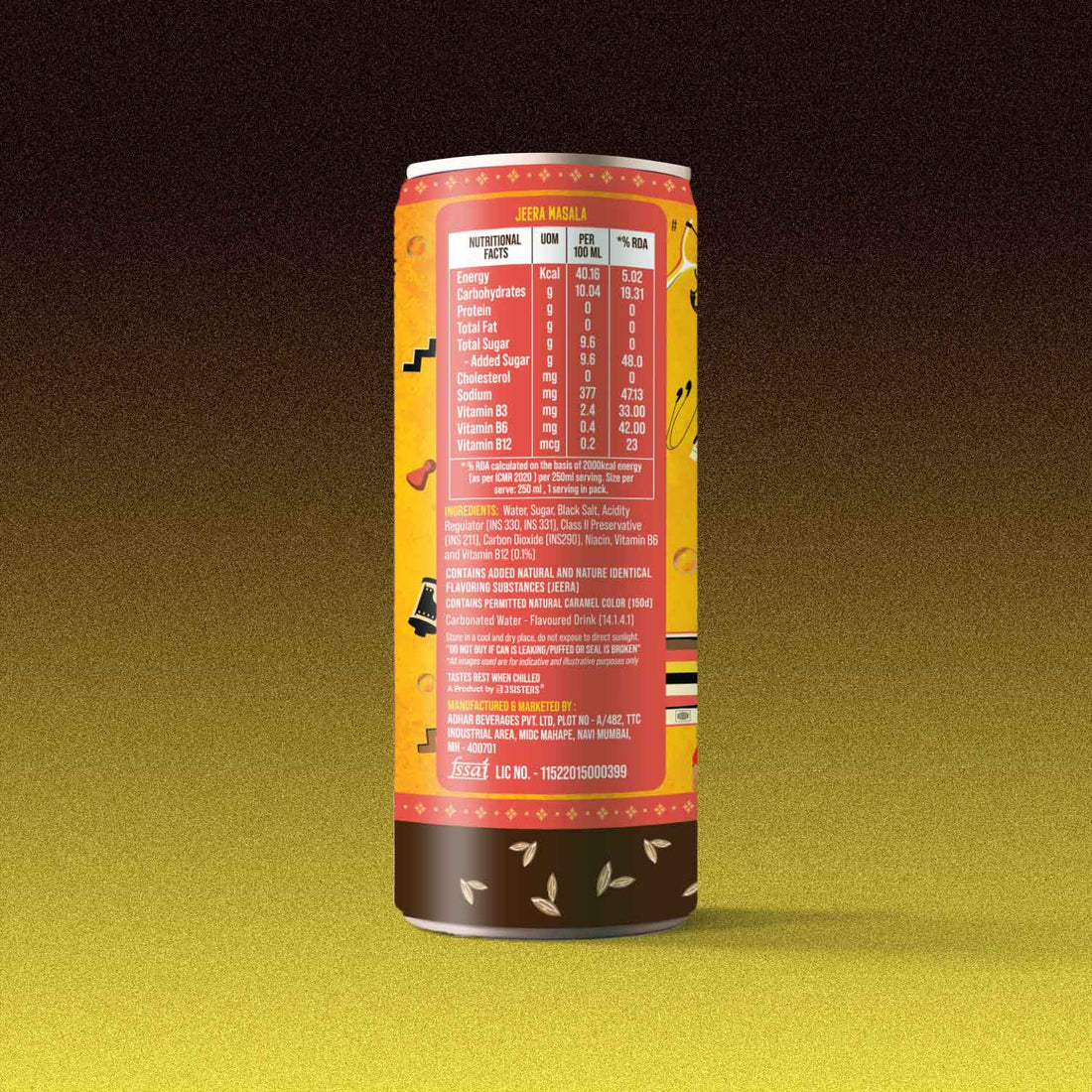 3Sisters Indie-Soda - Jeera Masala (12 Cans)