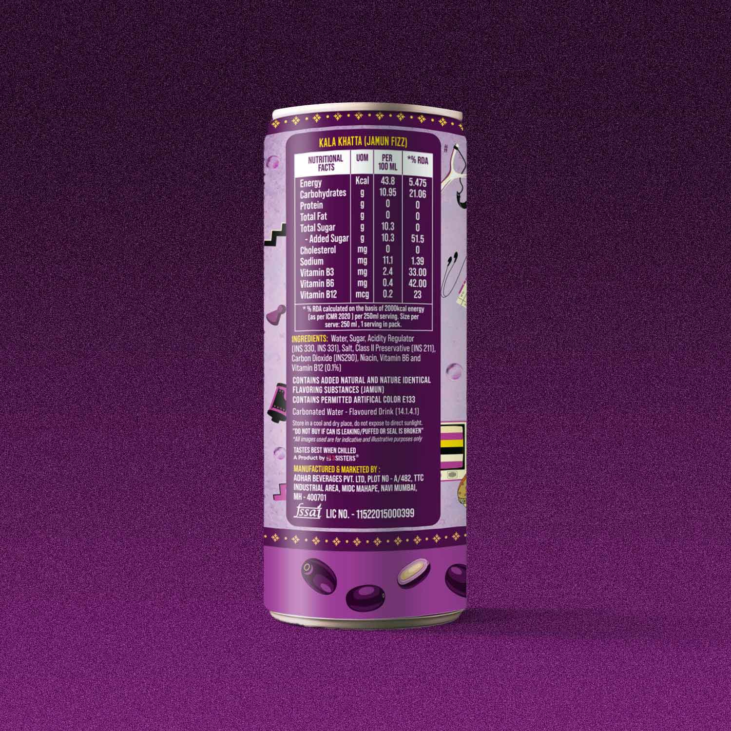 3Sisters Indie-Soda - Kala Khatta (12 Cans)