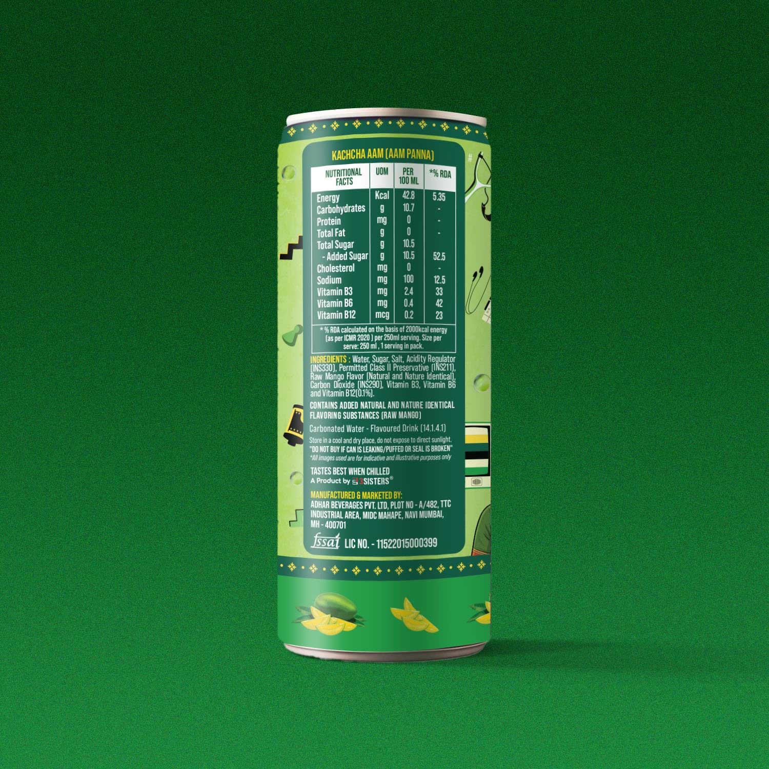 3Sisters Indie-Soda - Kachcha Aam (12 Cans)