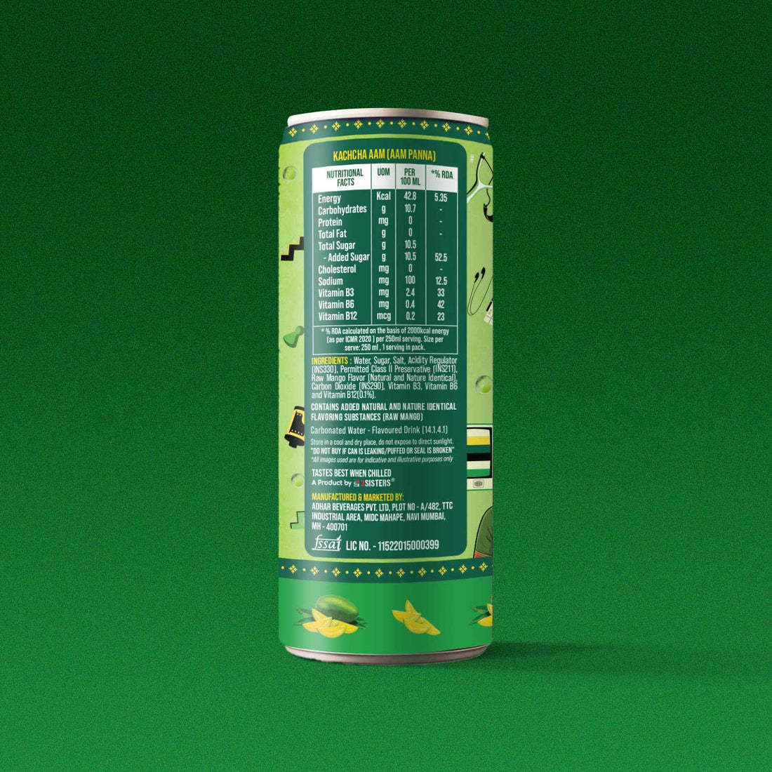 3Sisters Indie-Soda - Kachcha Aam (12 Cans)