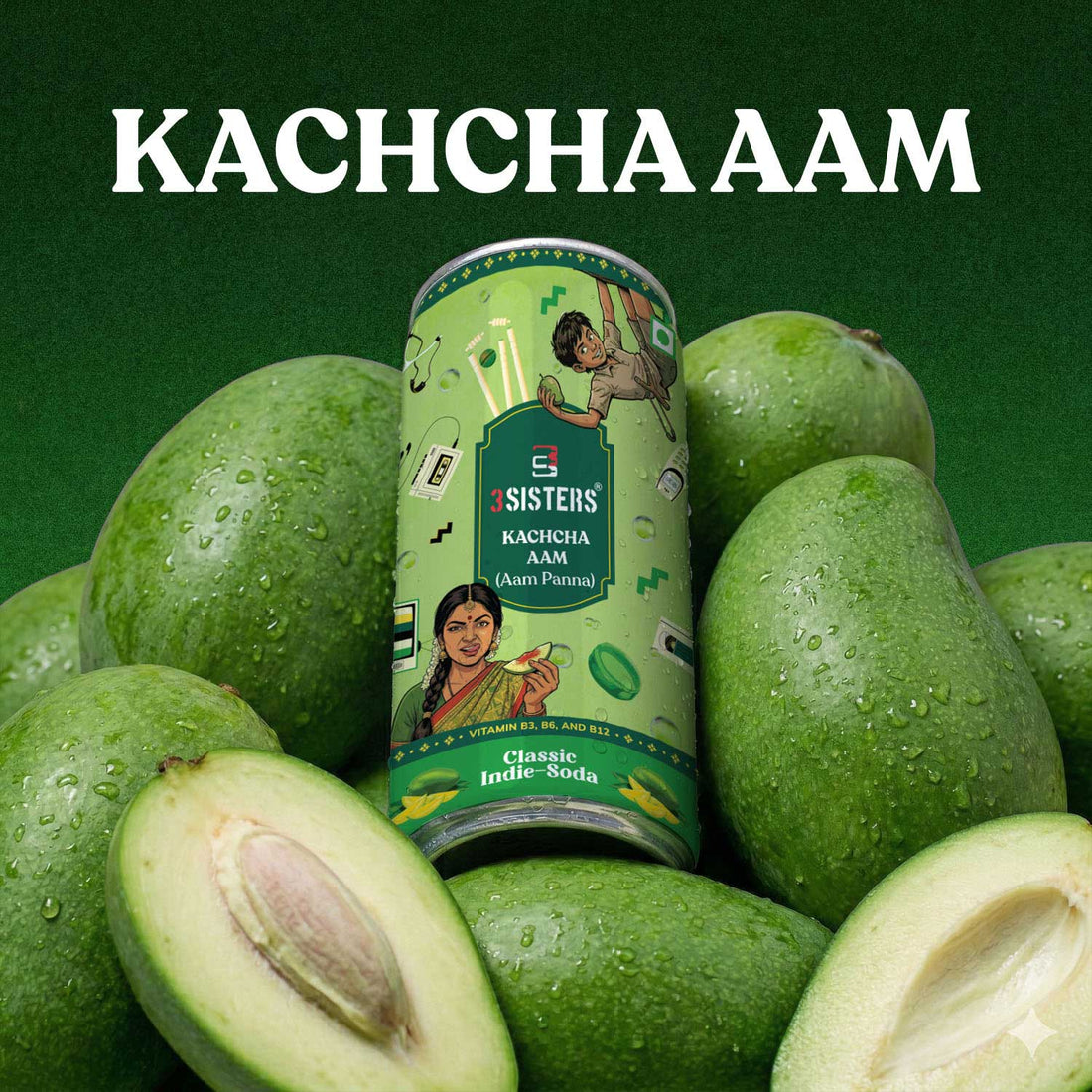 3Sisters Indie-Soda - Kachcha Aam (12 Cans)