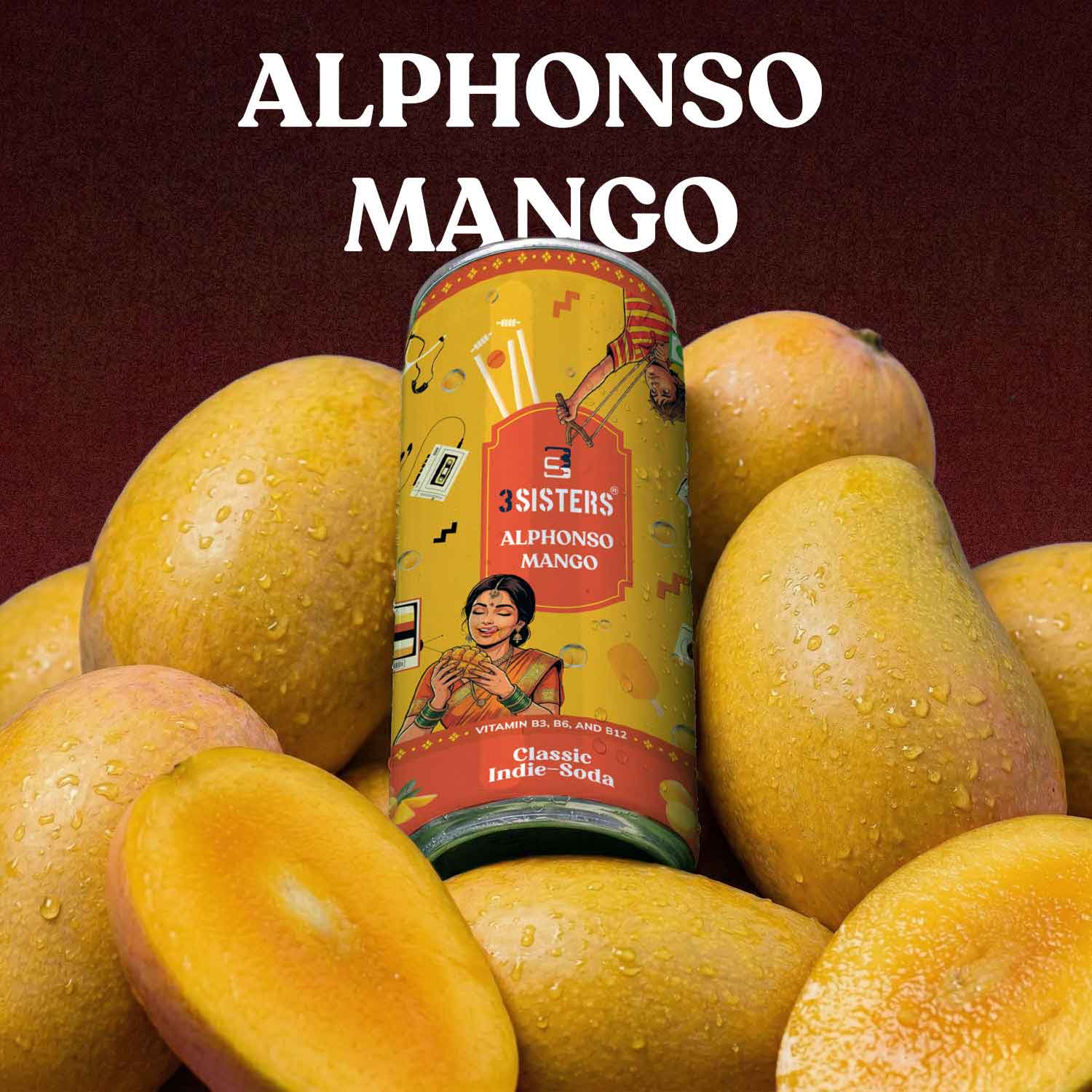3Sisters Indie-Soda - Alphonso Mango (12 Cans)
