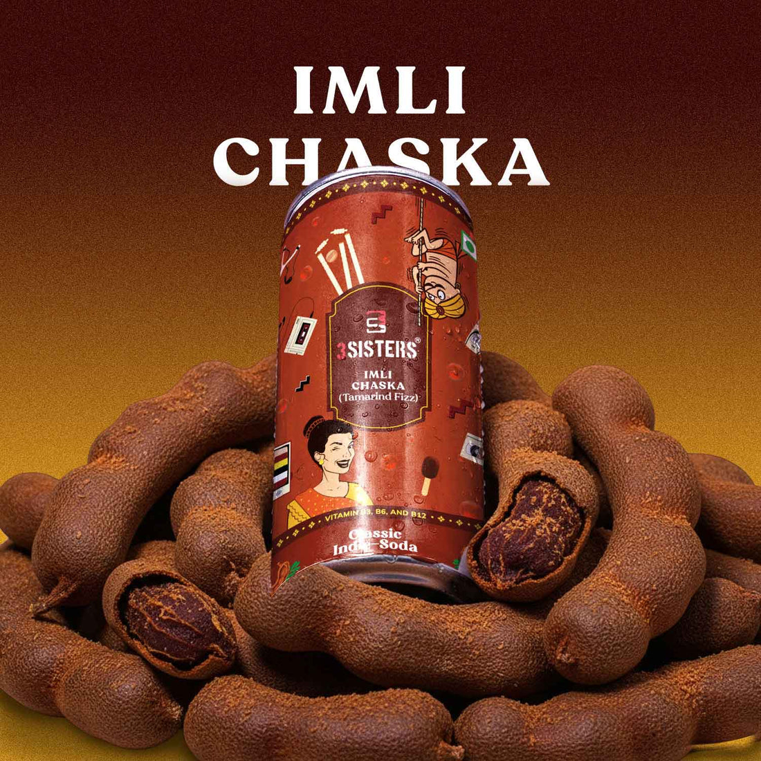 3Sisters Indie-Soda - Imli Chaska (12 Cans)