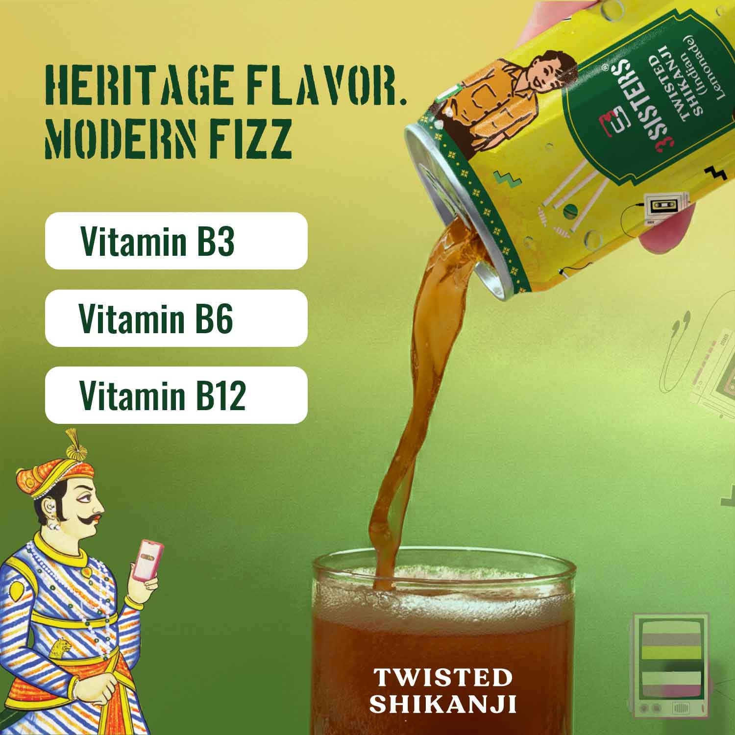 3Sisters Indie-Soda - Twisted Shikanji (12 Cans)