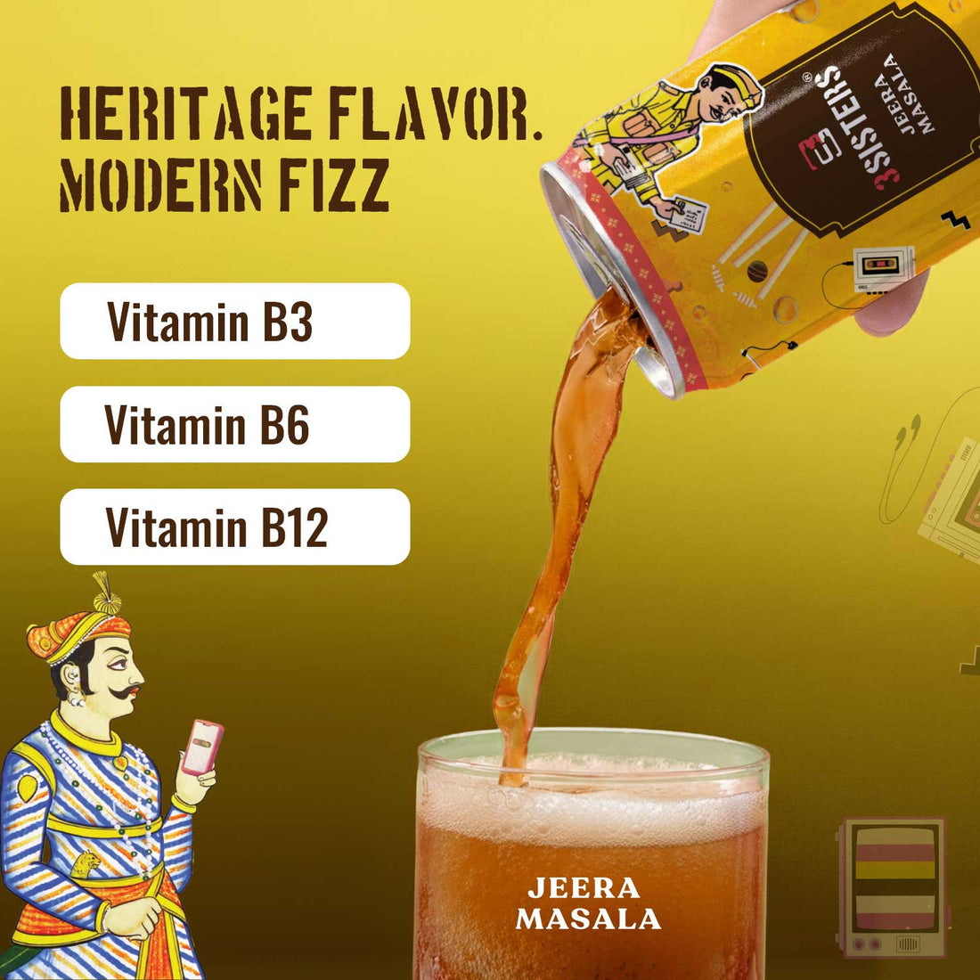 3Sisters Indie-Soda - Jeera Masala (12 Cans)