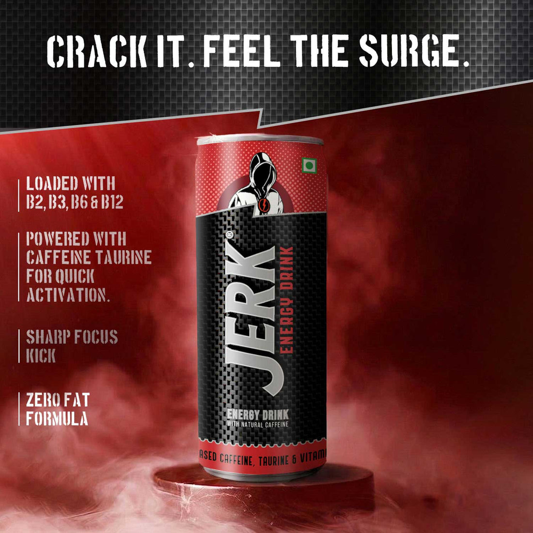 Jerk Energy Drink - With Plant-Based Caffeine (12 Cans)