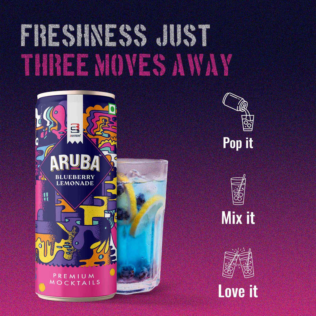 Aruba - Blueberry Lemonade Mocktail (12 Cans)
