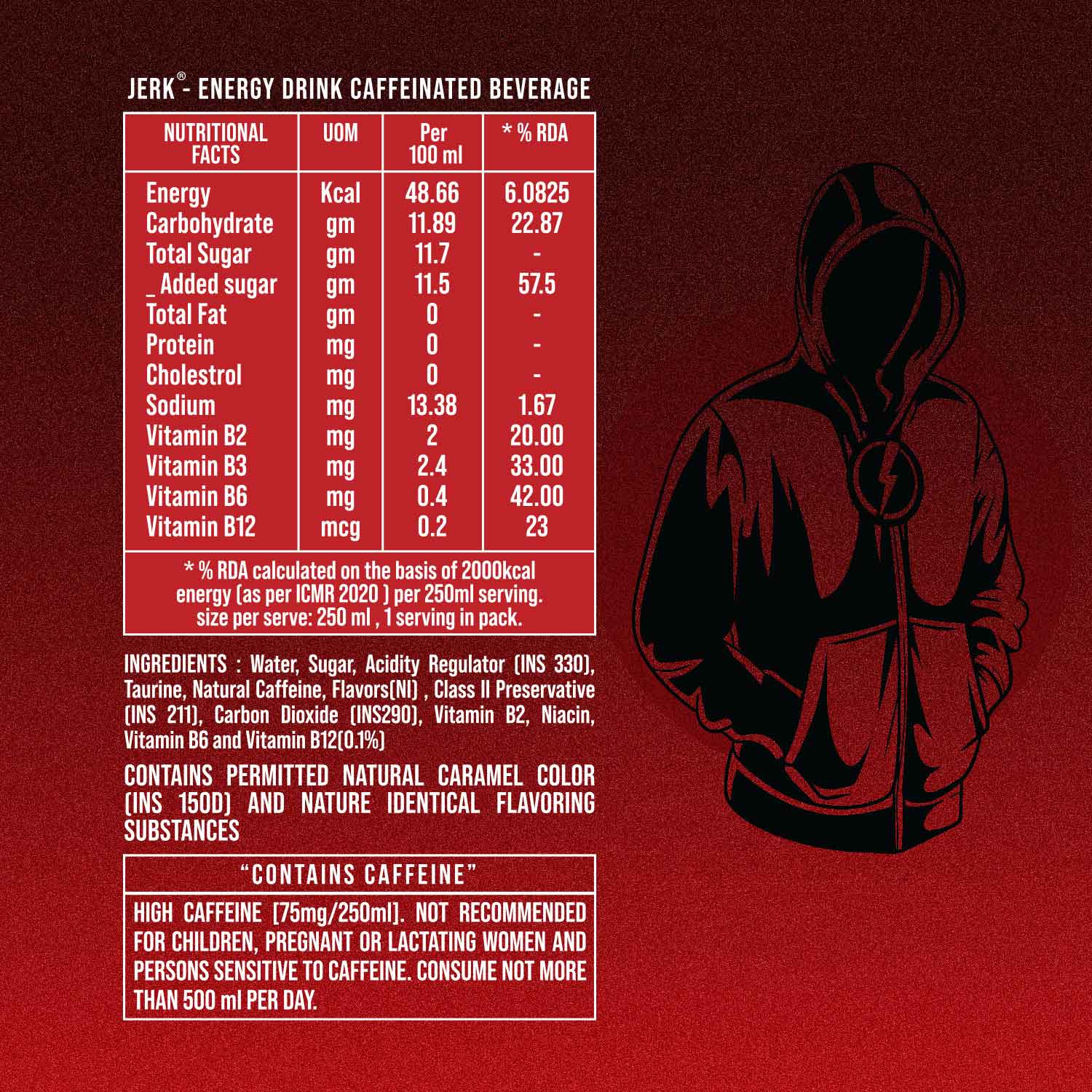 Jerk Energy Drink - With Plant-Based Caffeine (12 Cans)