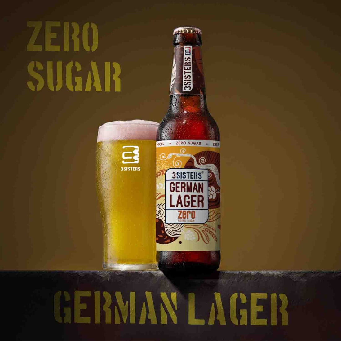 3Sisters Sugar-free Non-alcoholic Beers – German Lager (Glass Pints)