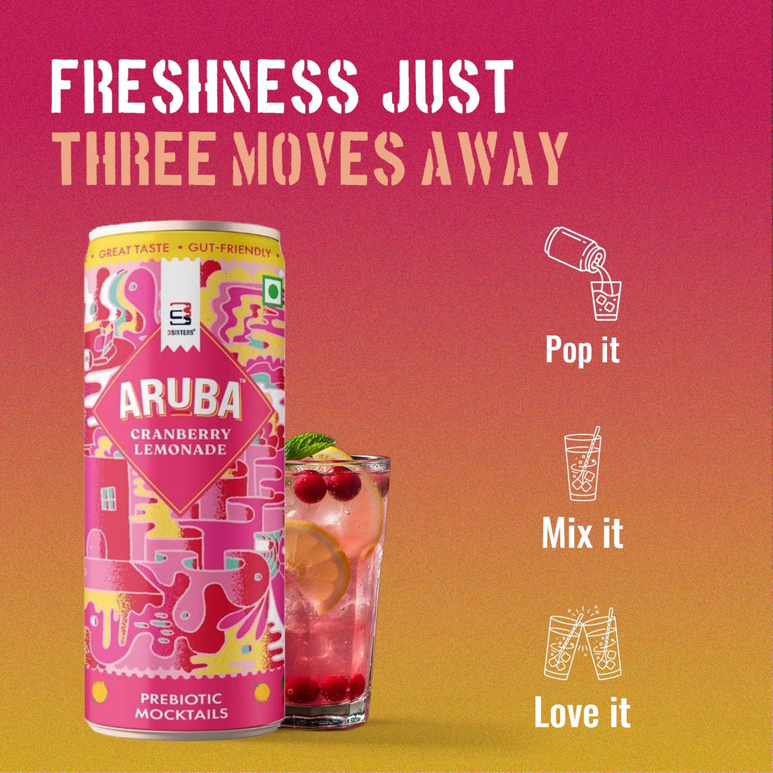 Aruba - Cranberry Lemonade - Prebiotic Mocktail